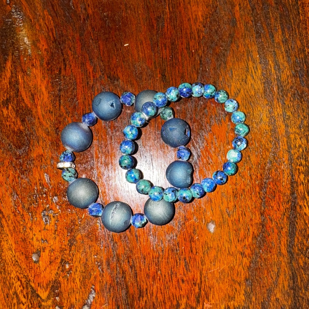 Blue Beaded Bracelet Set